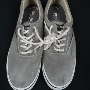 SPERRY TOP SLIDER GRAY LACE UP MENS SHOES LOAFERS GRAY WITH SPOTS MENS 9.5